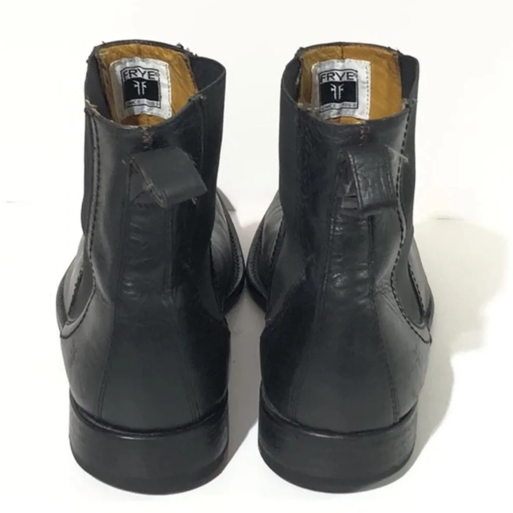 Frye Men's Black Leather Chelsea Boots Pull Tab